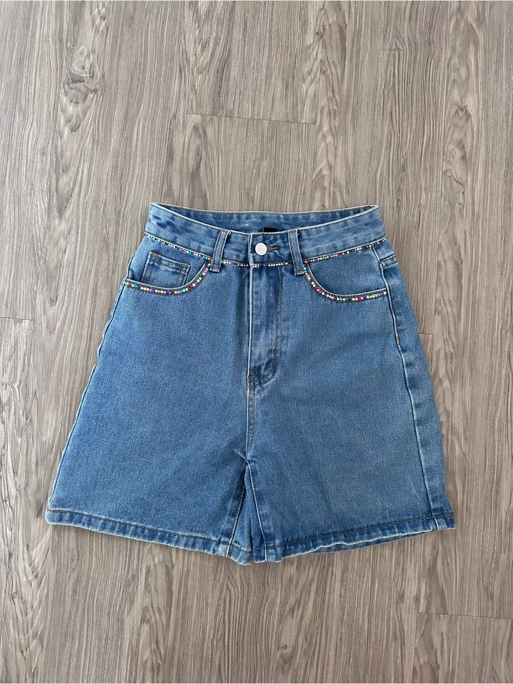 Rhinestone Bedazzled Denim Shorts